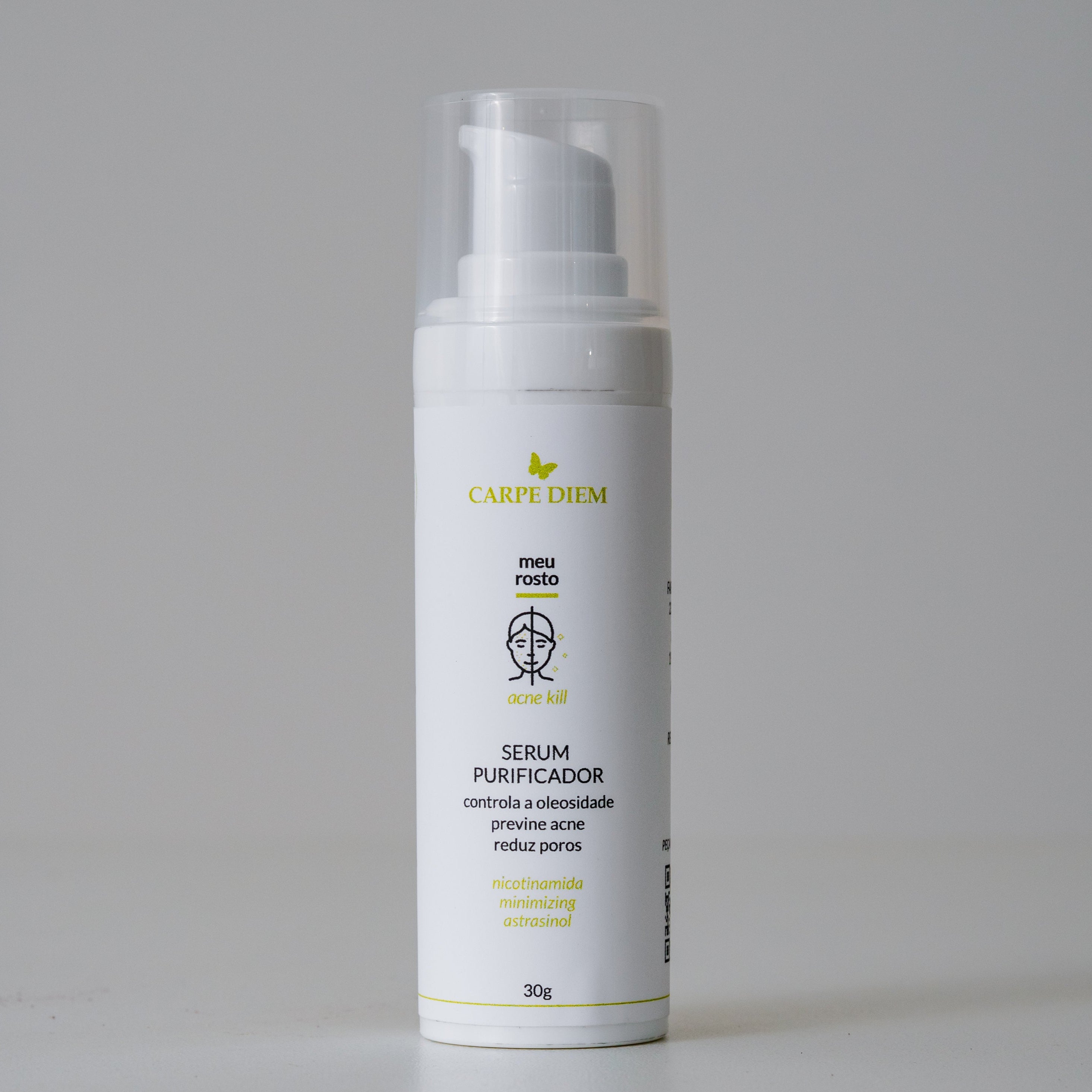 SÉRUM PURIFICADOR 30g - Nicotinamida PC, Astrasinol e Minimizing - Para tratar a pele com acne