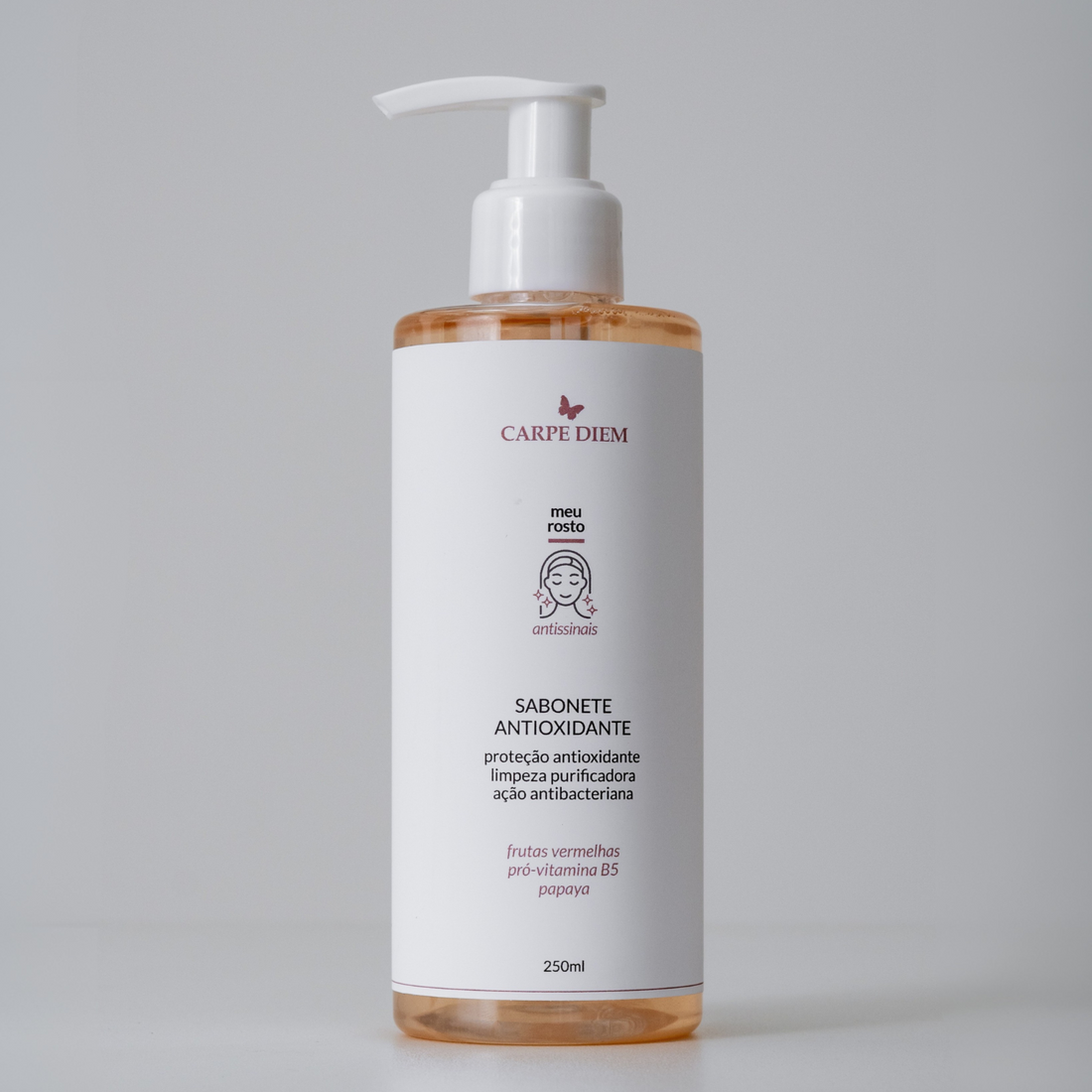 SABONETE ANTIOXIDANTE 250ml ou 120ml - Pró-Vitamina B5, Frutas Vermelhas e Papaya - Limpeza com proteção antienvelhecimento