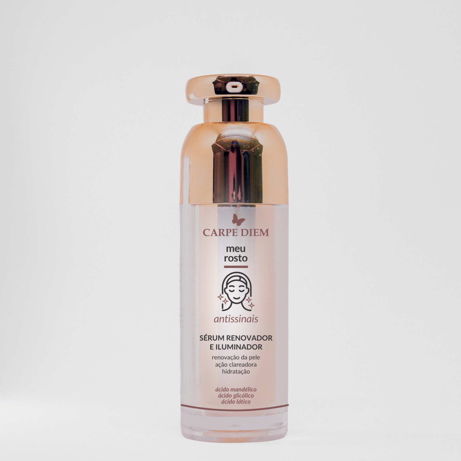 SÉRUM RENOVADOR E ILUMINADOR 30g - Ácido Glicólico, Ácido Mandélico, Ácido Lático - Pele renovada e saudável