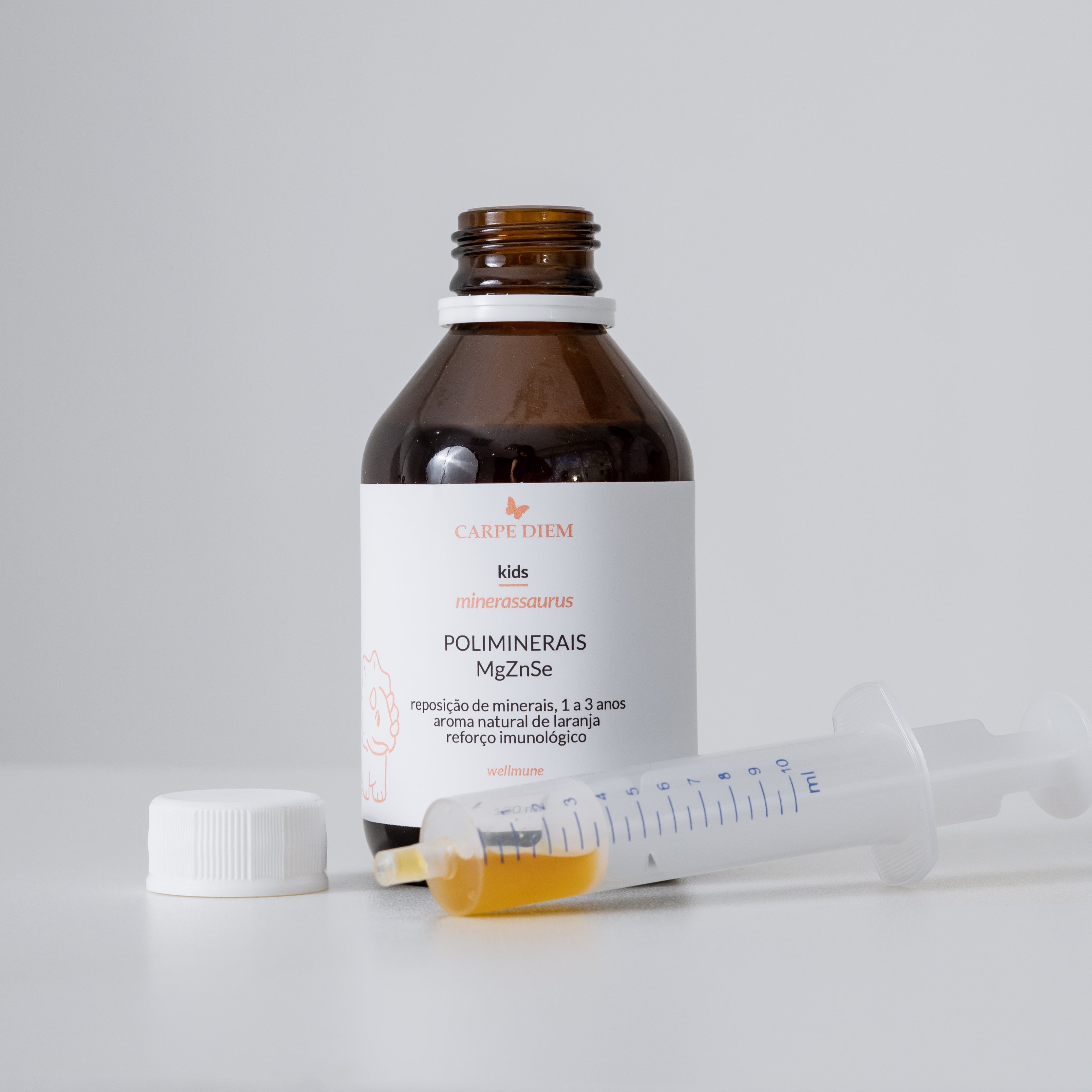 MINERASSAURUS POLIMINERAIS MgZnSe 120ml - Crianças de 1 a 3 anos - Desenvovimento saudável