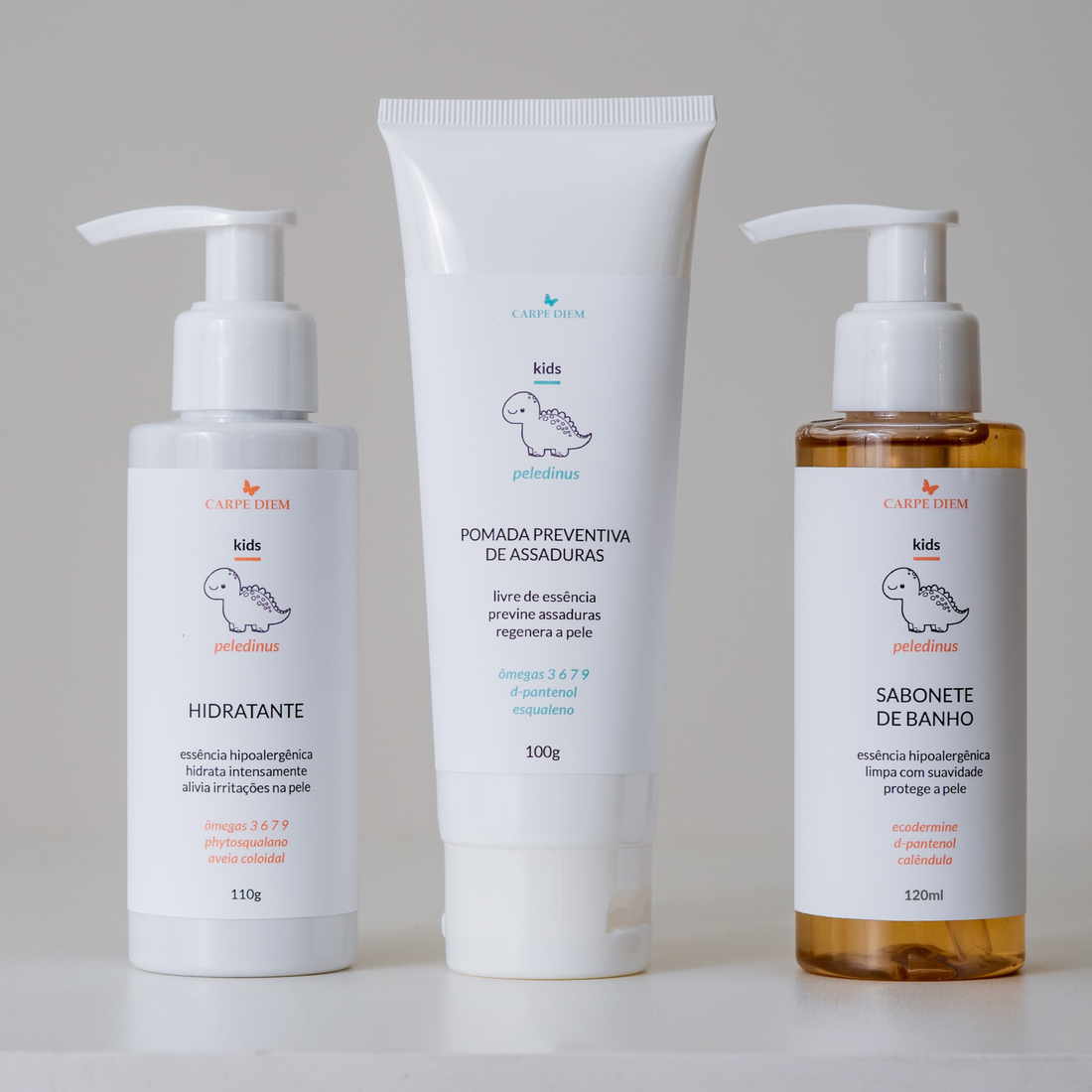 KIT PELEDINUS AROMATICUS - Peledinus Sabonete de Banho 120ml, Peledinus Hidratante 110g e Peledinus Pomada Preventiva de Assaduras 100g