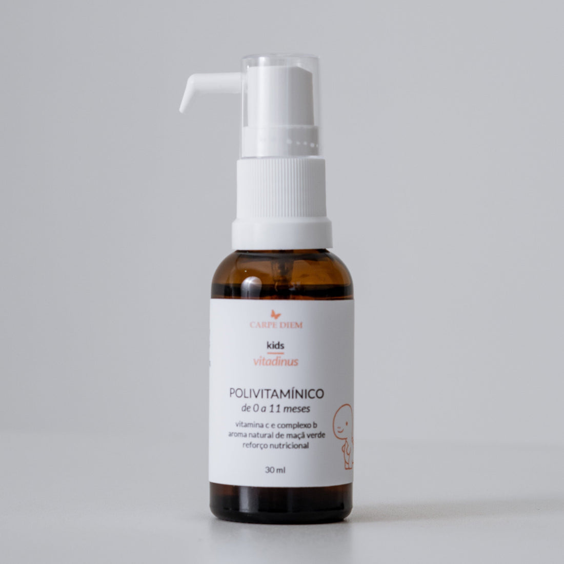 VITADINUS POLIVITAMÍNICO 0-11 meses 30ml - Bebês 0-11 meses - Não contém açúcar - Vitamina C e Complexo B - Suporte para desenvolvimento saudável