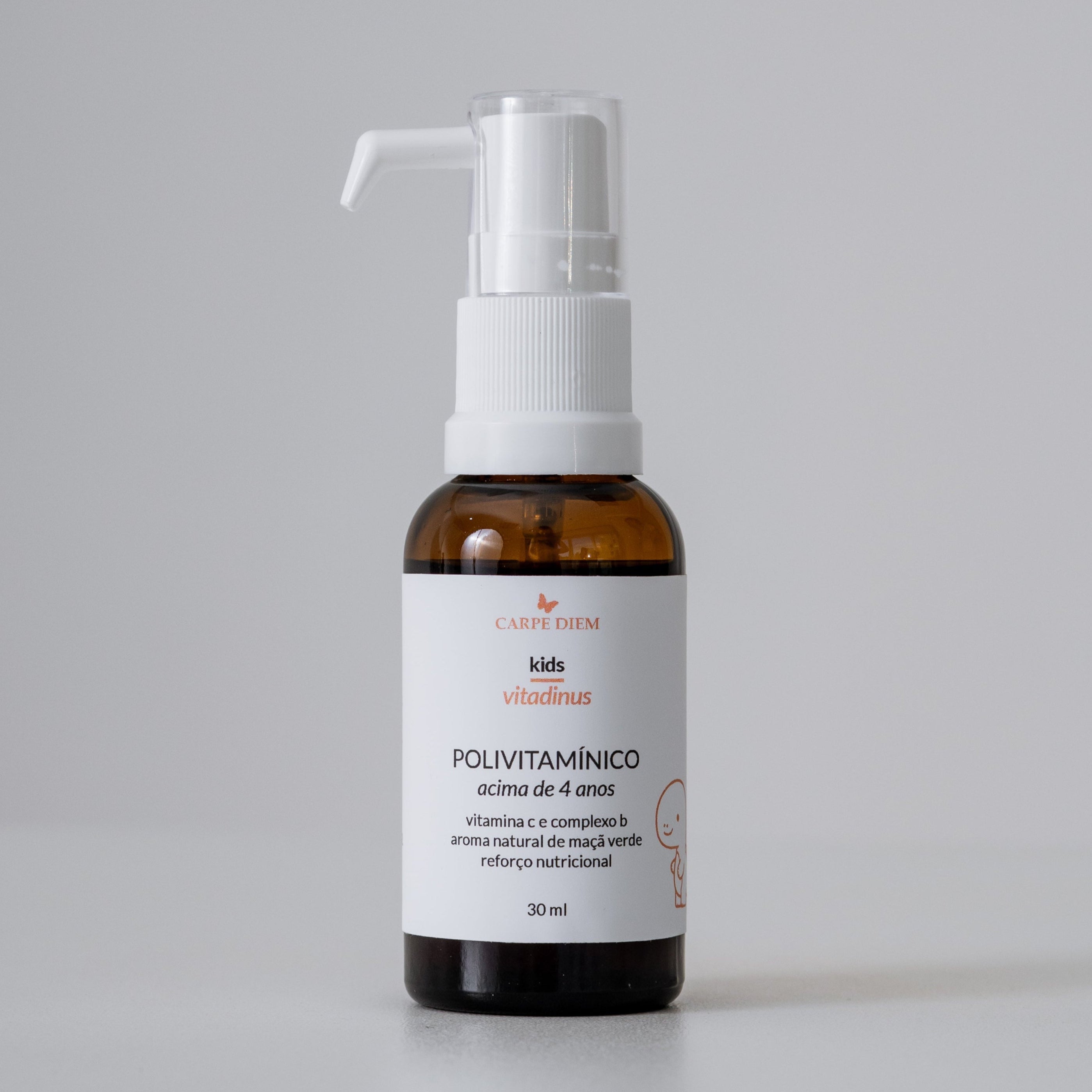 VITADINUS POLIVITAMÍNICO 4+ 30ml - Crianças a partir de 4 anos - Não contém açúcar - Vitamina C e Complexo B - Suporte para desenvolvimento saudável