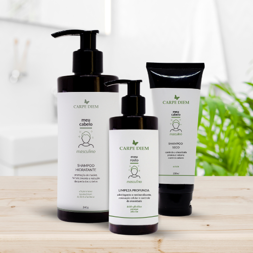 KIT MAN CARE - Shampoo Hidratante, Shampoo Seco e Sabonete Líquido Limpeza Profunda