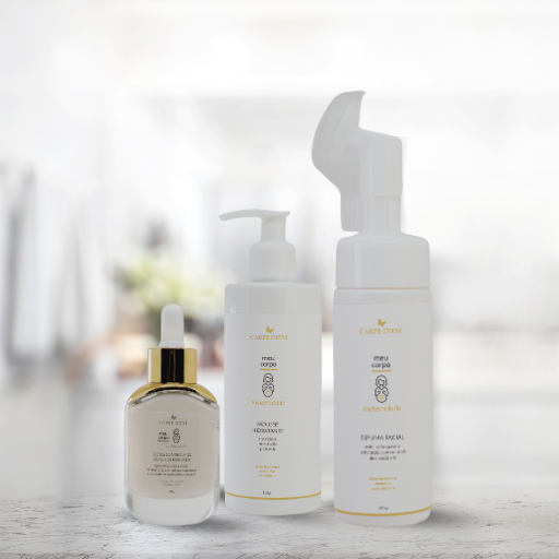 KIT MAMÃE AMOR - Espuma Facial, Gotas Controle da Acne e Oleosidade e Mousse Hidratante