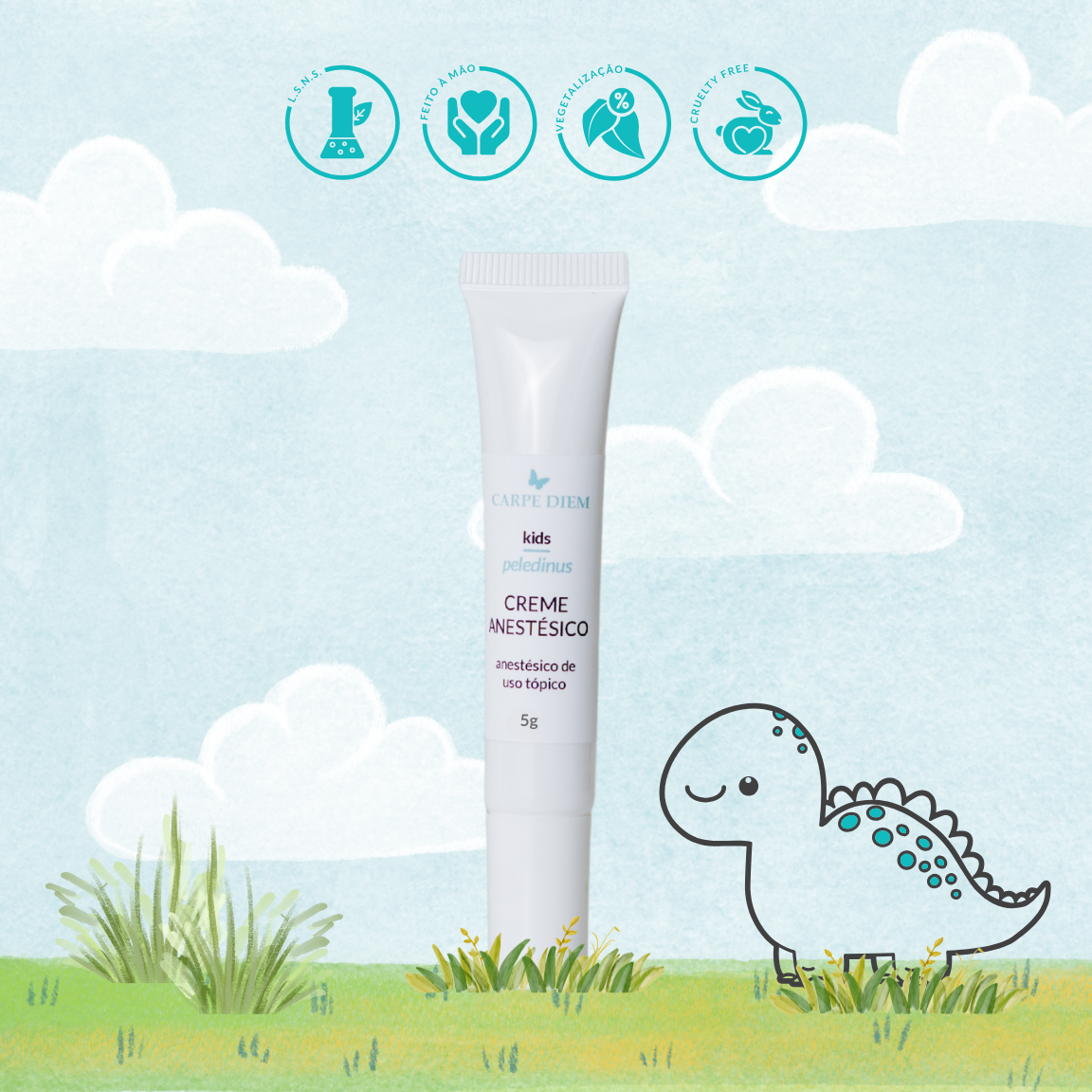 PELEDINUS CREME ANESTÉSICO 5g - Lidocaína e Prilocaína - Efeito anestésico tópico
