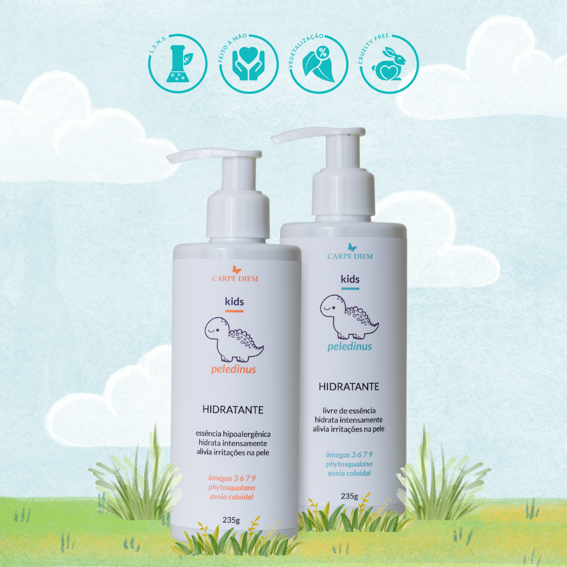 PELEDINUS HIDRATANTE 235g e 110g - Phytosqualano, Aveia Coloidal e Ômegas 3 6 7 9 - Hidratação com ação anti-inflamatória e cicatrizante