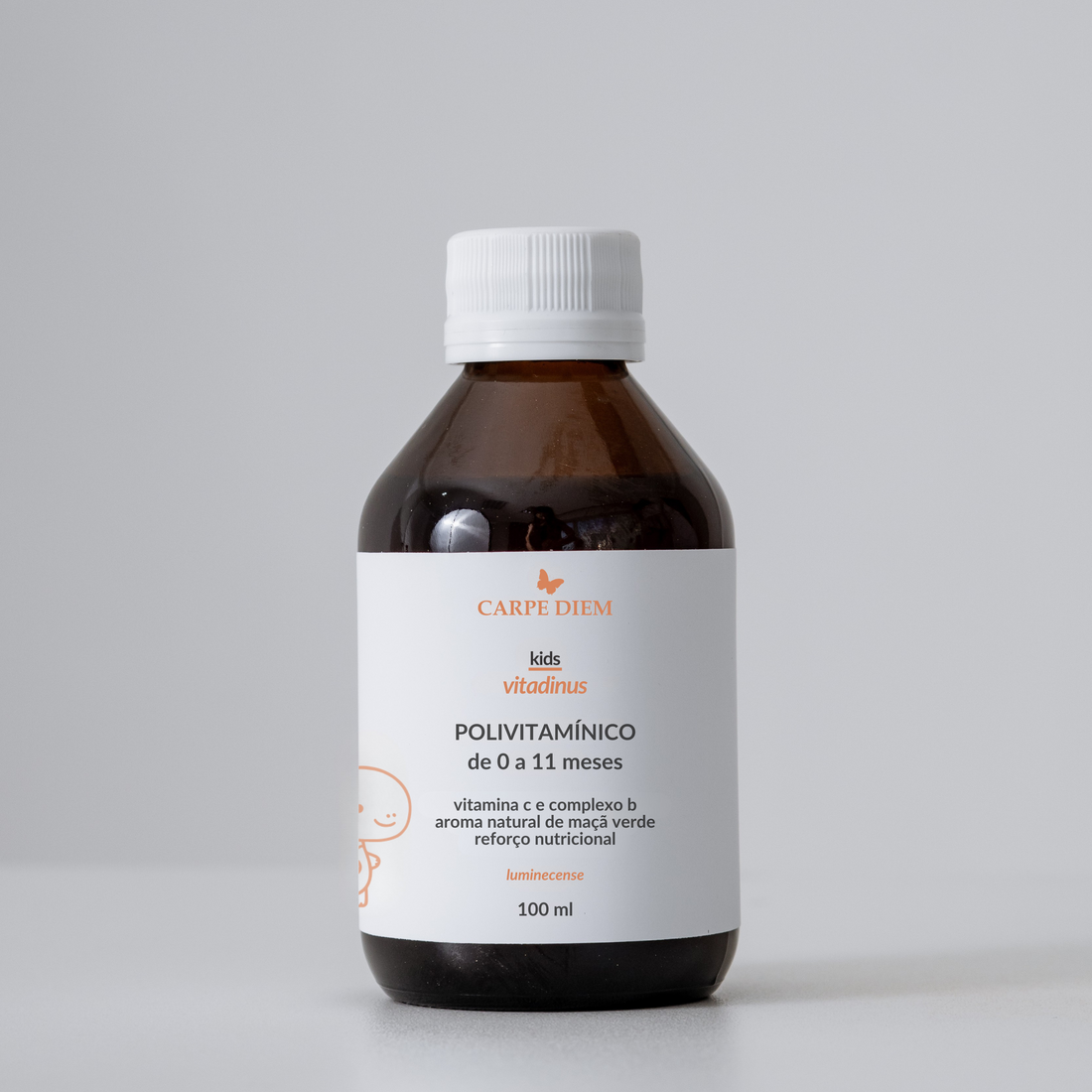 VITADINUS POLIVITAMÍNICO 0-11 meses 100ml - Bebês 0-11 meses - Não contém açúcar - Vitamina C e Complexo B - Suporte para desenvolvimento saudável