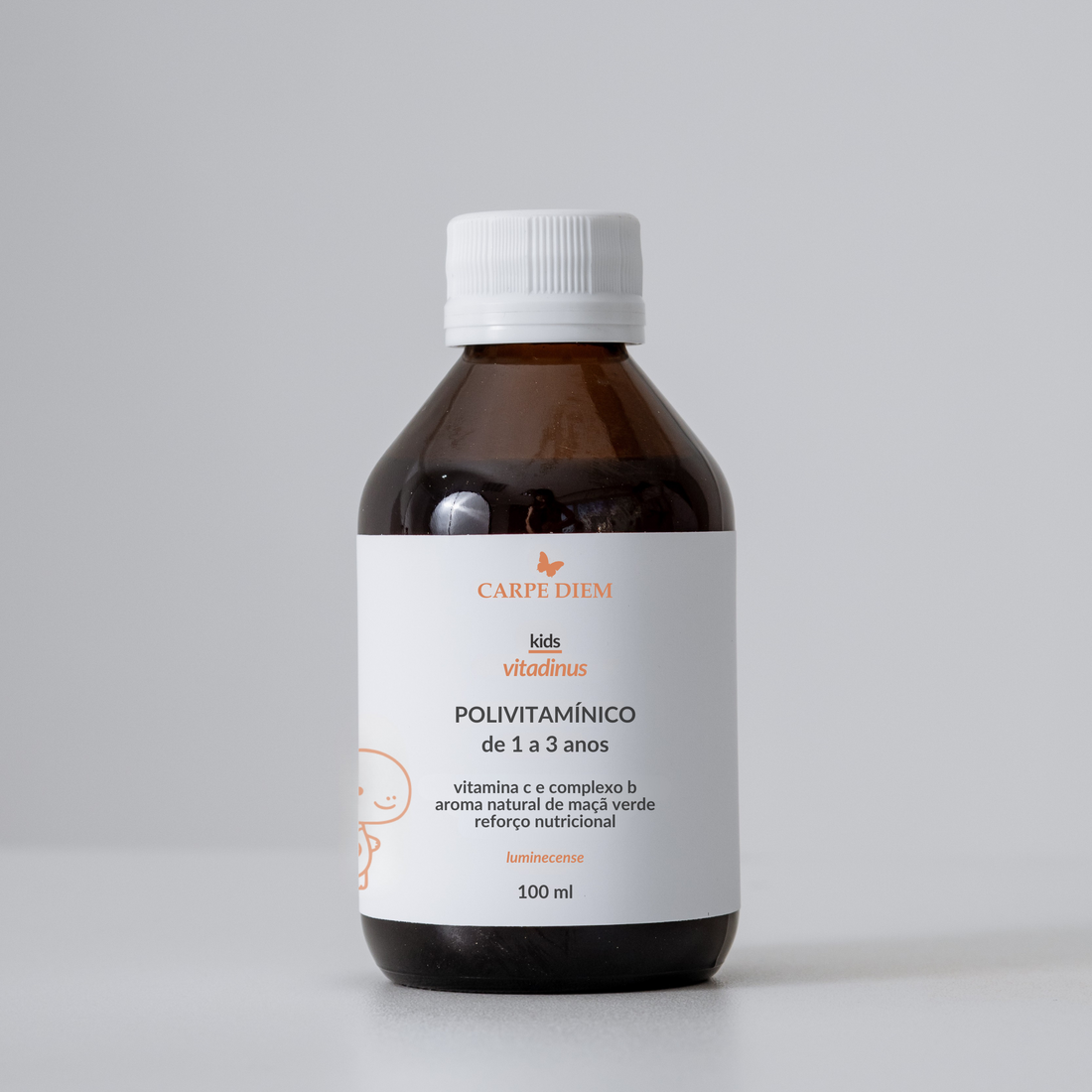 VITADINUS POLIVITAMÍNICO 1-3 anos 100ml - Crianças de 1 a 3 anos - Não contém açúcar - Vitamina C e Complexo B - Suporte para desenvolvimento saudável
