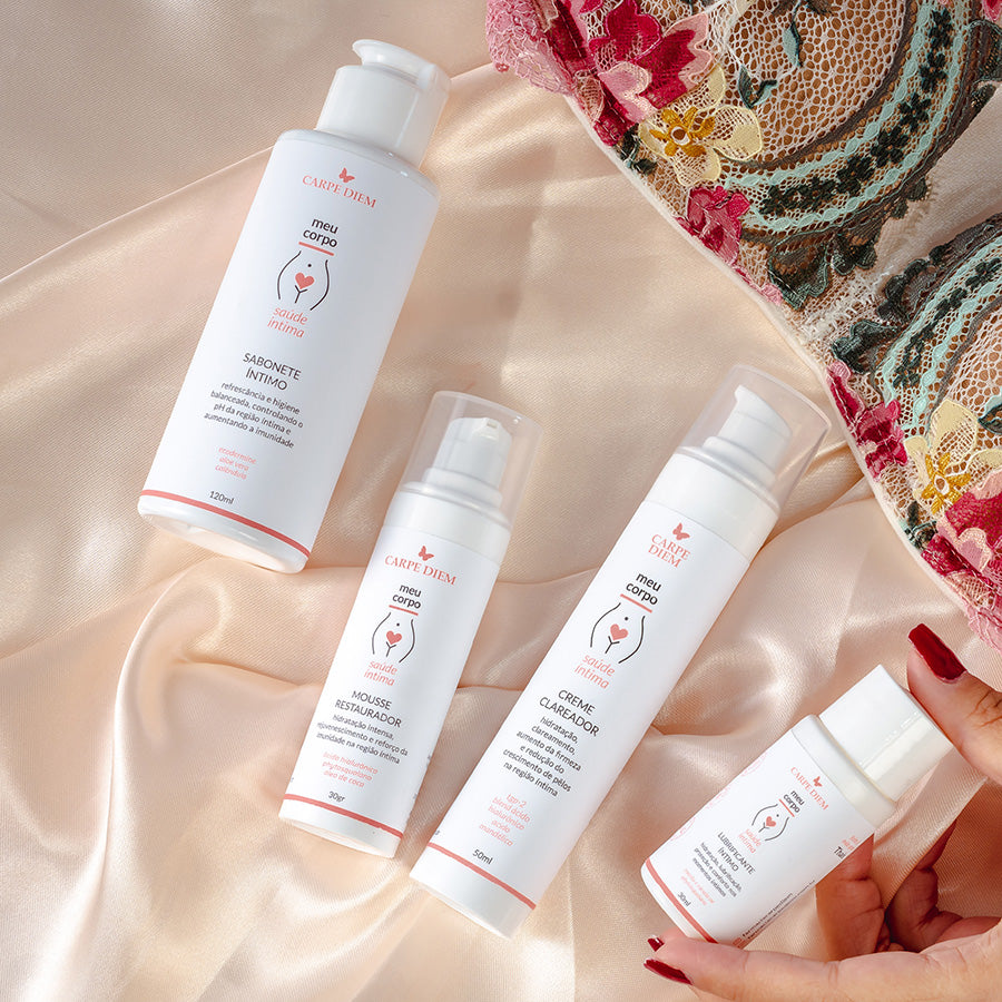 KIT Saúde Íntima - Sabonete, Lubrificante, Creme Clareador e Mousse Restaurador