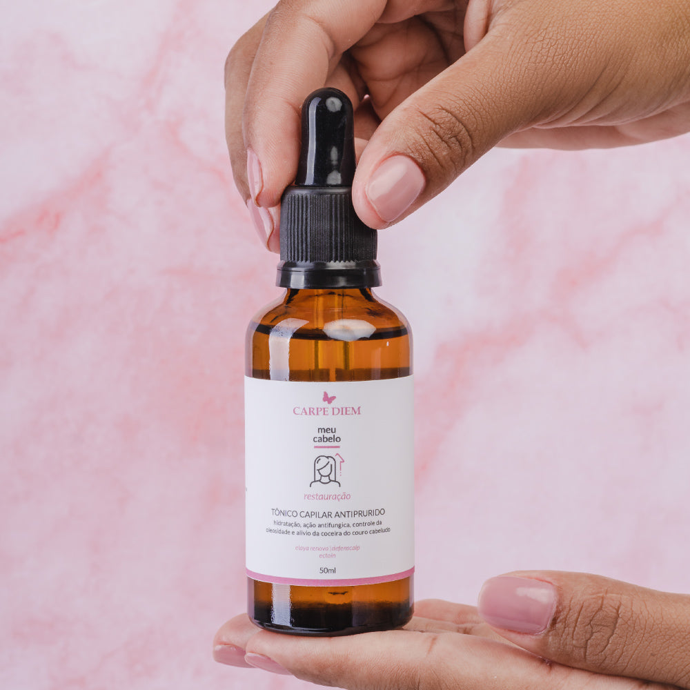 TÔNICO CAPILAR ANTIPRURIDO 50ml - Ectoin, Defenscalp e Elaya Renova - Controle da oleosidade, ação antifúngica e alívio da coceira