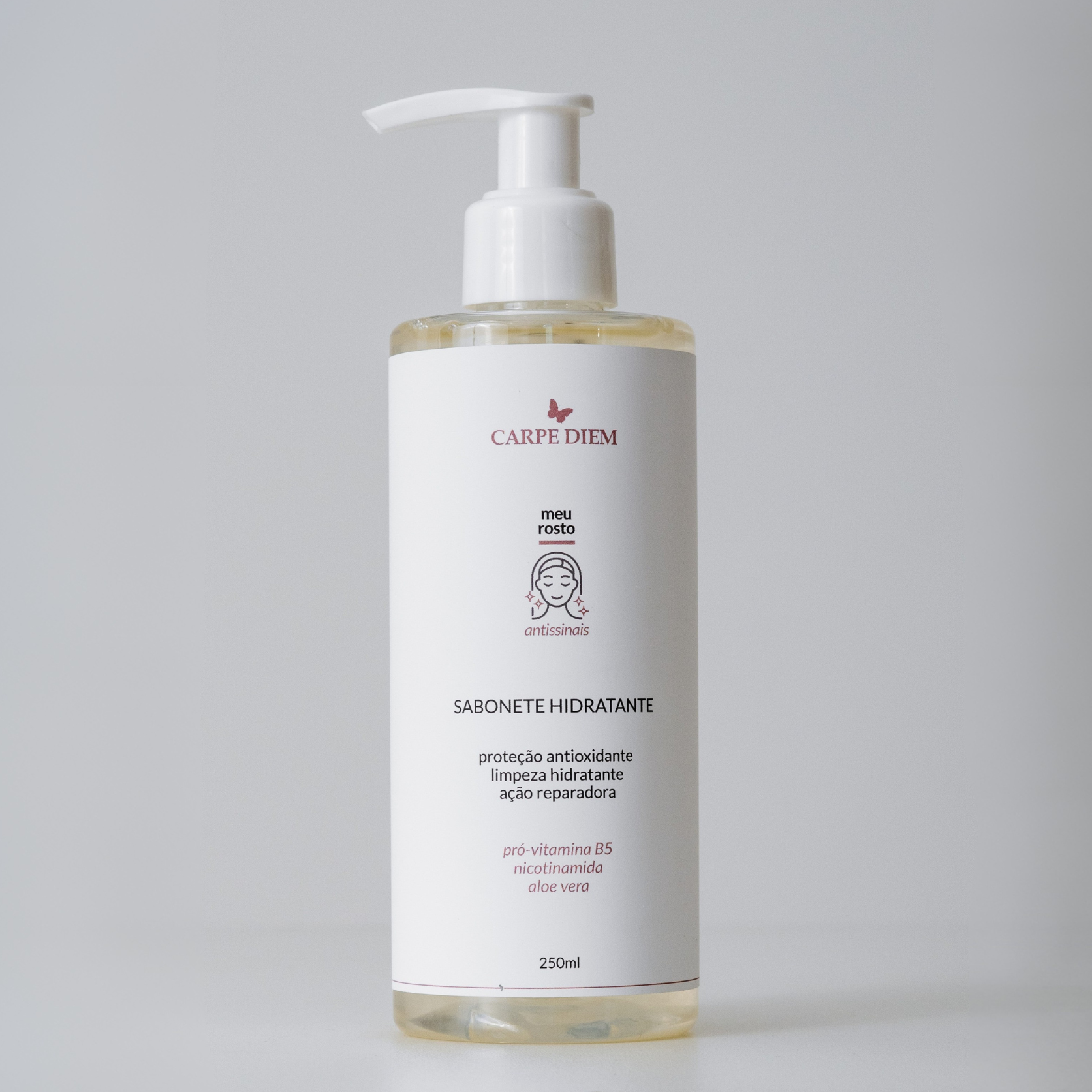 SABONETE HIDRATANTE 250ml ou 120ml - Aloe Vera, Nicotinamida e Pró-Vitamina B5 - Limpeza com ação hidratante