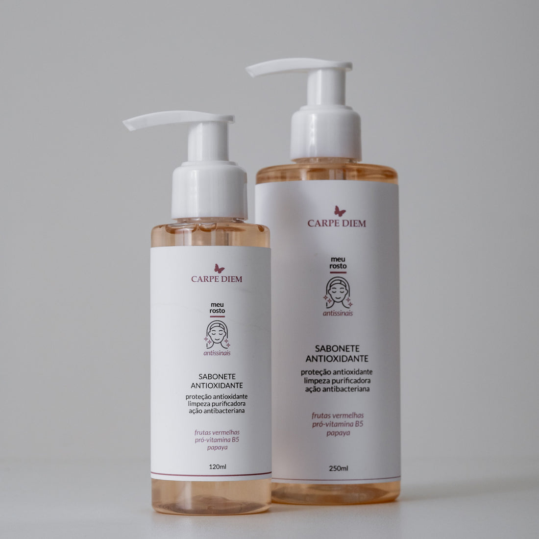SABONETE ANTIOXIDANTE 250ml ou 120ml - Pró-Vitamina B5, Frutas Vermelhas e Papaya - Limpeza com proteção antienvelhecimento