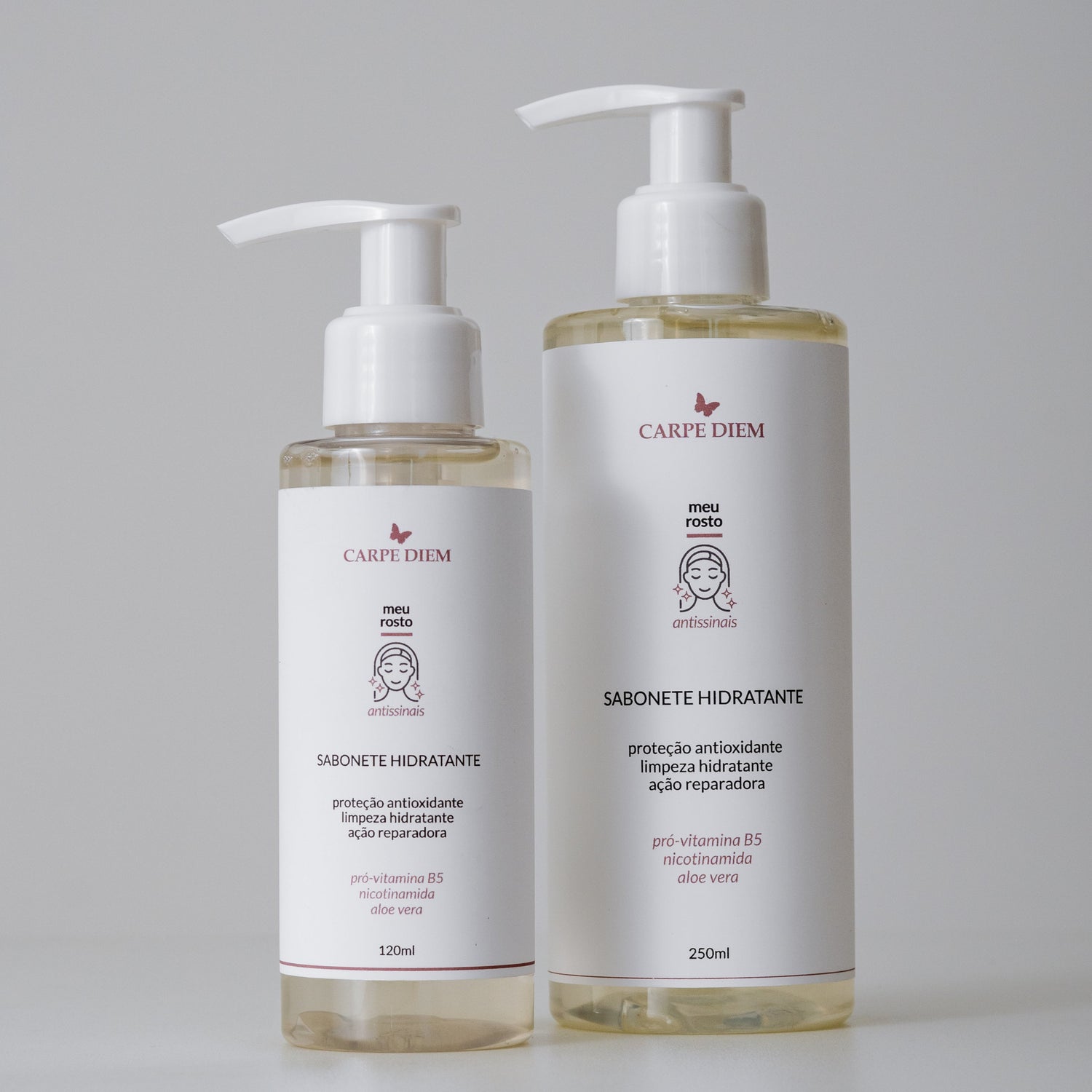 SABONETE HIDRATANTE 250ml ou 120ml - Aloe Vera, Nicotinamida e Pró-Vitamina B5 - Limpeza com ação hidratante