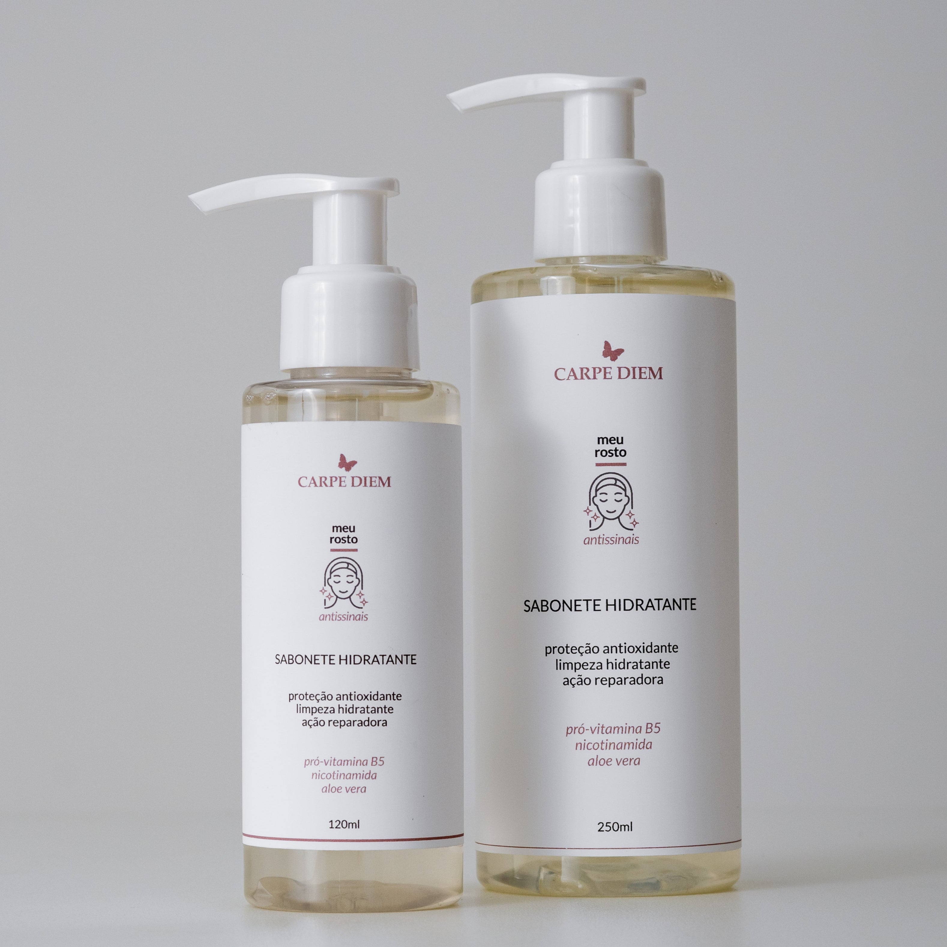 SABONETE HIDRATANTE 250ml ou 120ml - Aloe Vera, Nicotinamida e Pró-Vitamina B5 - Limpeza com ação hidratante