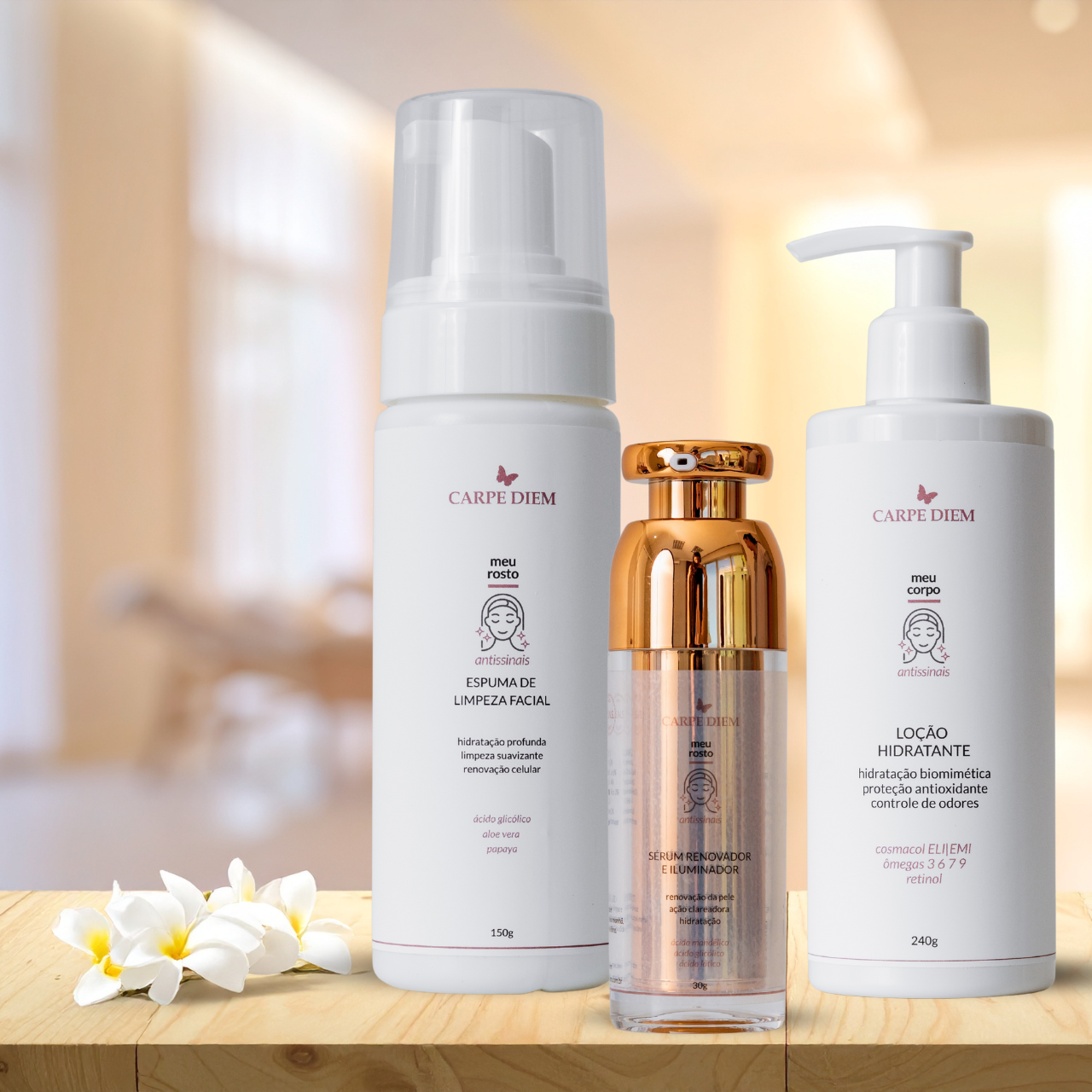 KIT TOQUE RADIANTE - Espuma de Limpeza Facial, Sérum Renovador Iluminador e Loção Hidratante