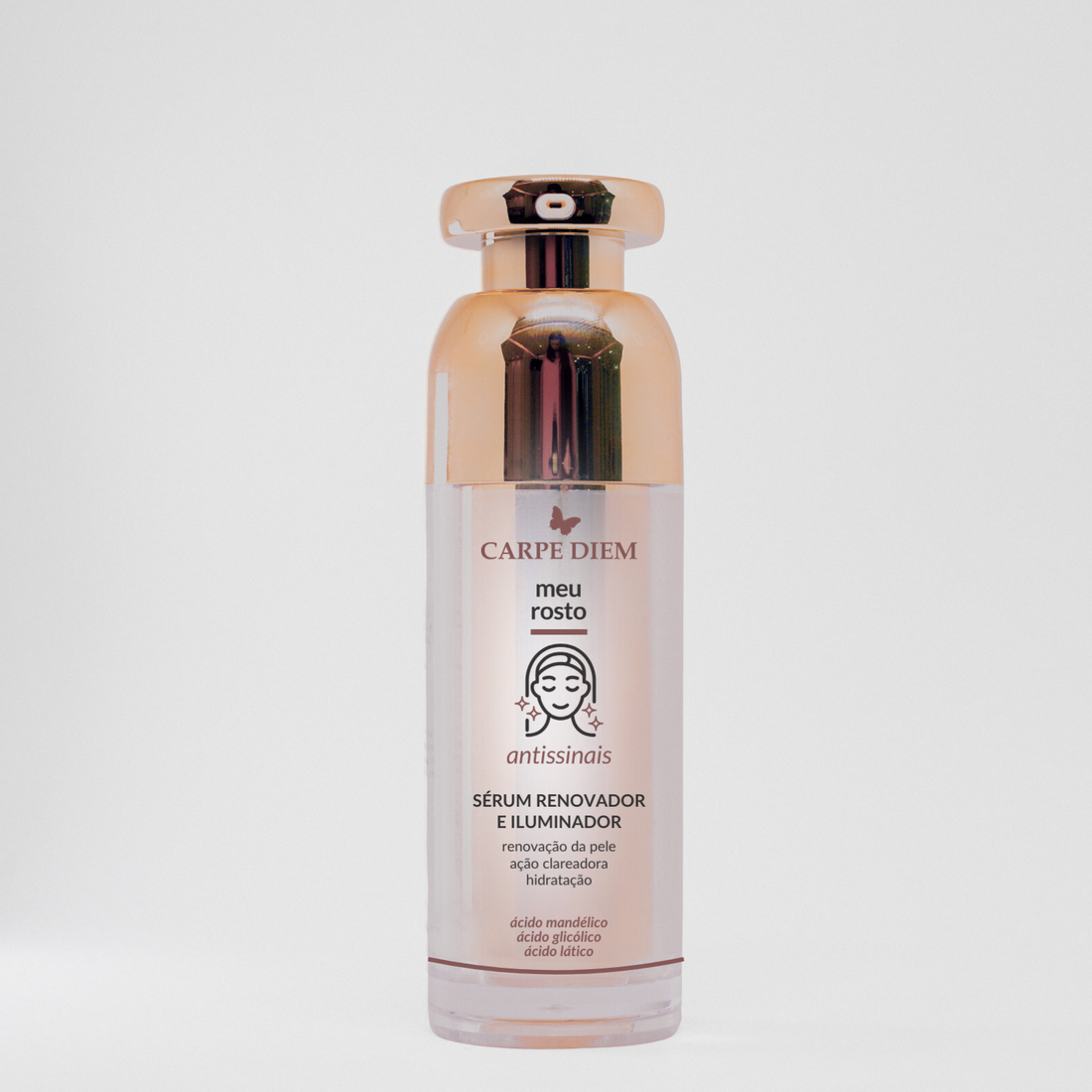 SÉRUM RENOVADOR E ILUMINADOR 30g - Ácido Glicólico, Ácido Mandélico, Ácido Lático - Pele renovada e saudável