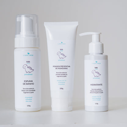 KIT PELEDINUS PURUS - Peledinus Espuma de Banho 150g, Peledinus Hidratante 110g e Peledinus Pomada Preventiva de Assaduras 100g