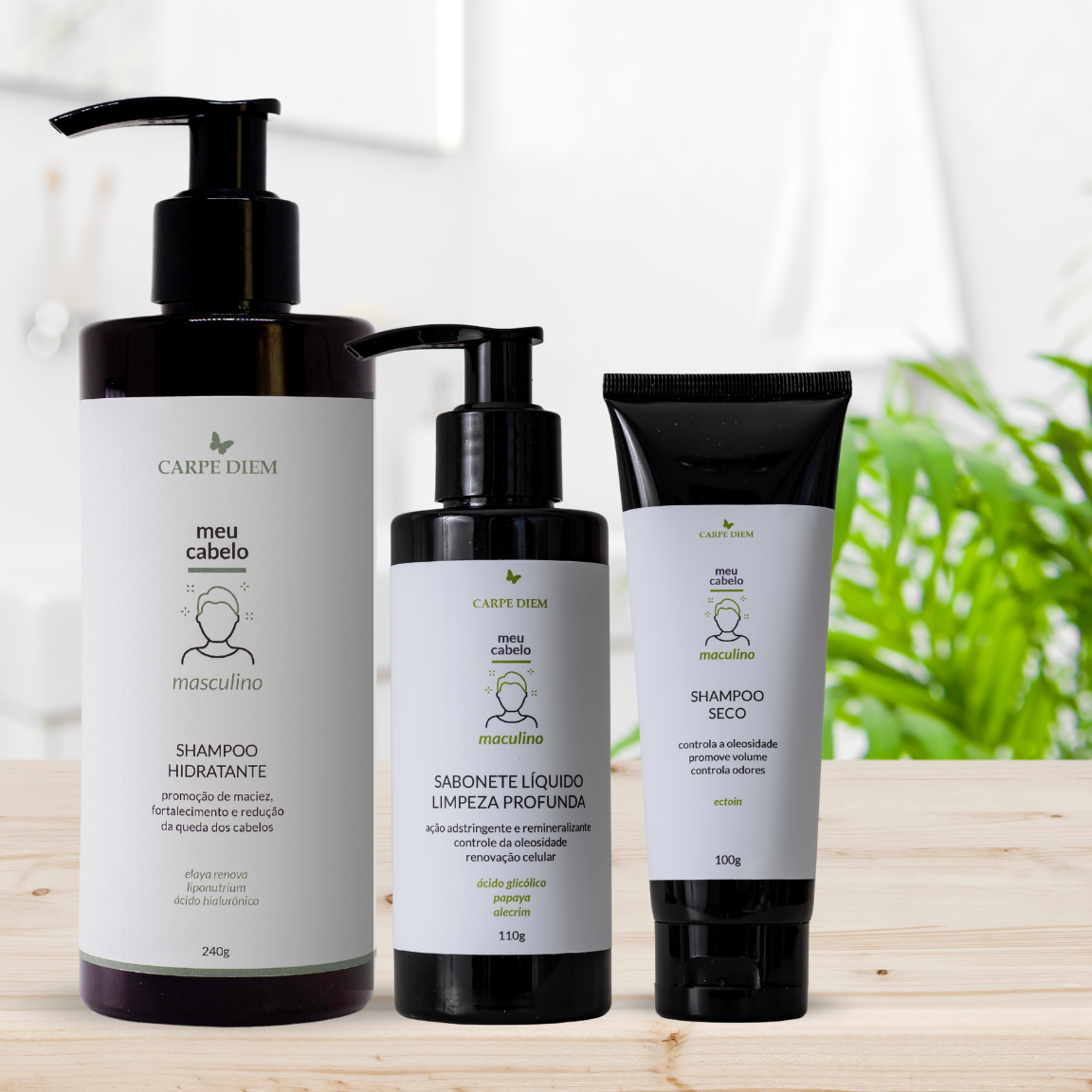 KIT MAN CARE - Shampoo Hidratante, Shampoo Seco e Sabonete Líquido Limpeza Profunda