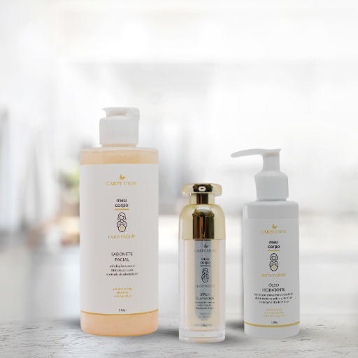 KIT MAMÃE CUIDADO - Sérum Clareador, Óleo Hidratante e Sabonete Facial
