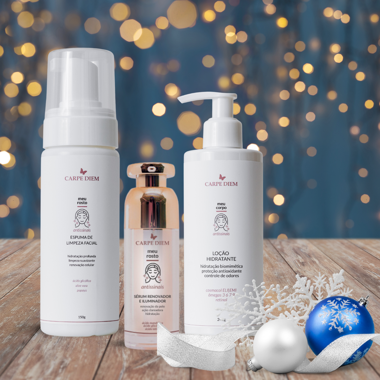 KIT TOQUE RADIANTE - Espuma de Limpeza Facial, Sérum Renovador Iluminador e Loção Hidratante