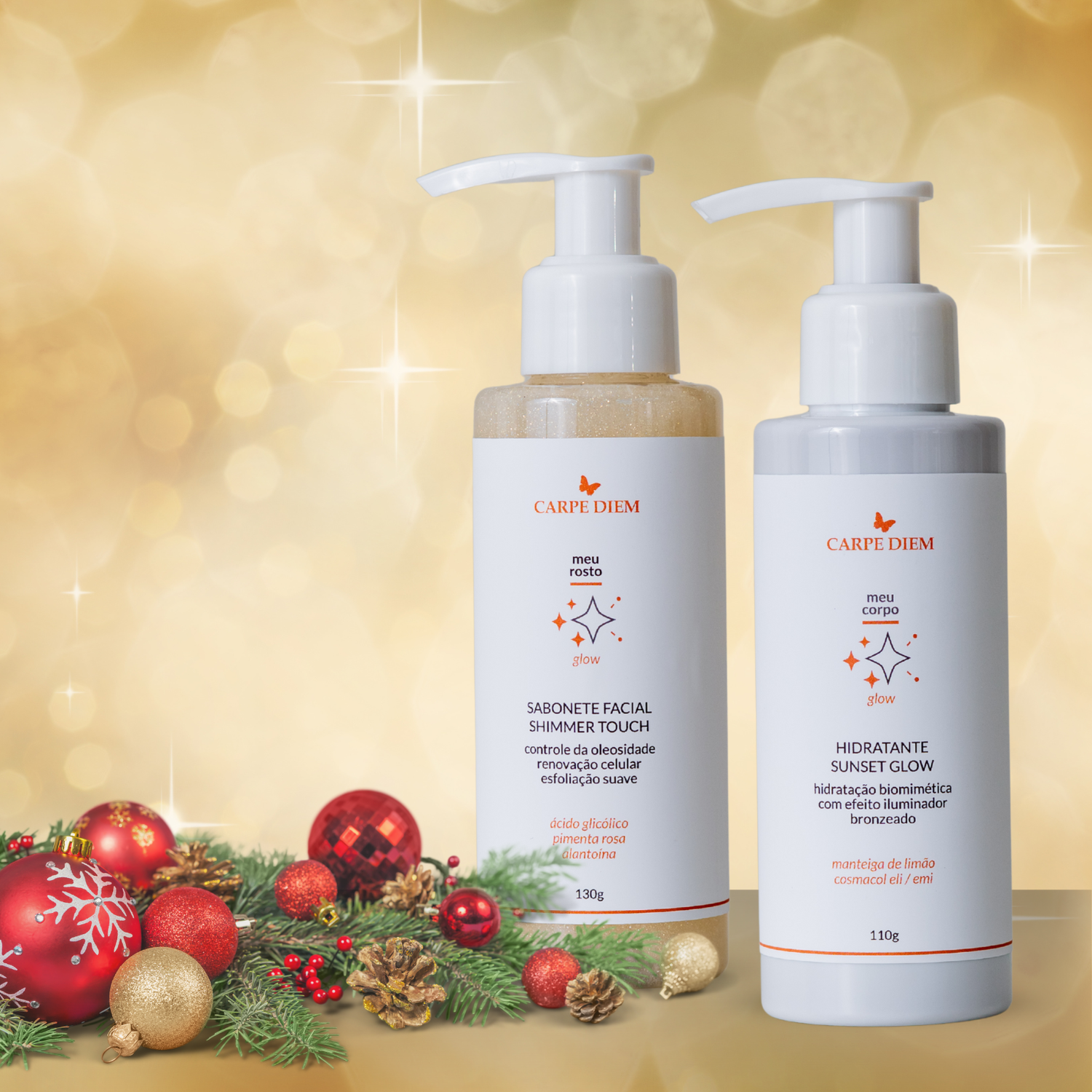 KIT SUMMER GLOW - Hidratante Golden Glam e Sabonete Facial Shimmer Touch