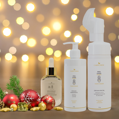 KIT MAMÃE AMOR - Espuma Facial, Gotas Controle da Acne e Oleosidade e Mousse Hidratante