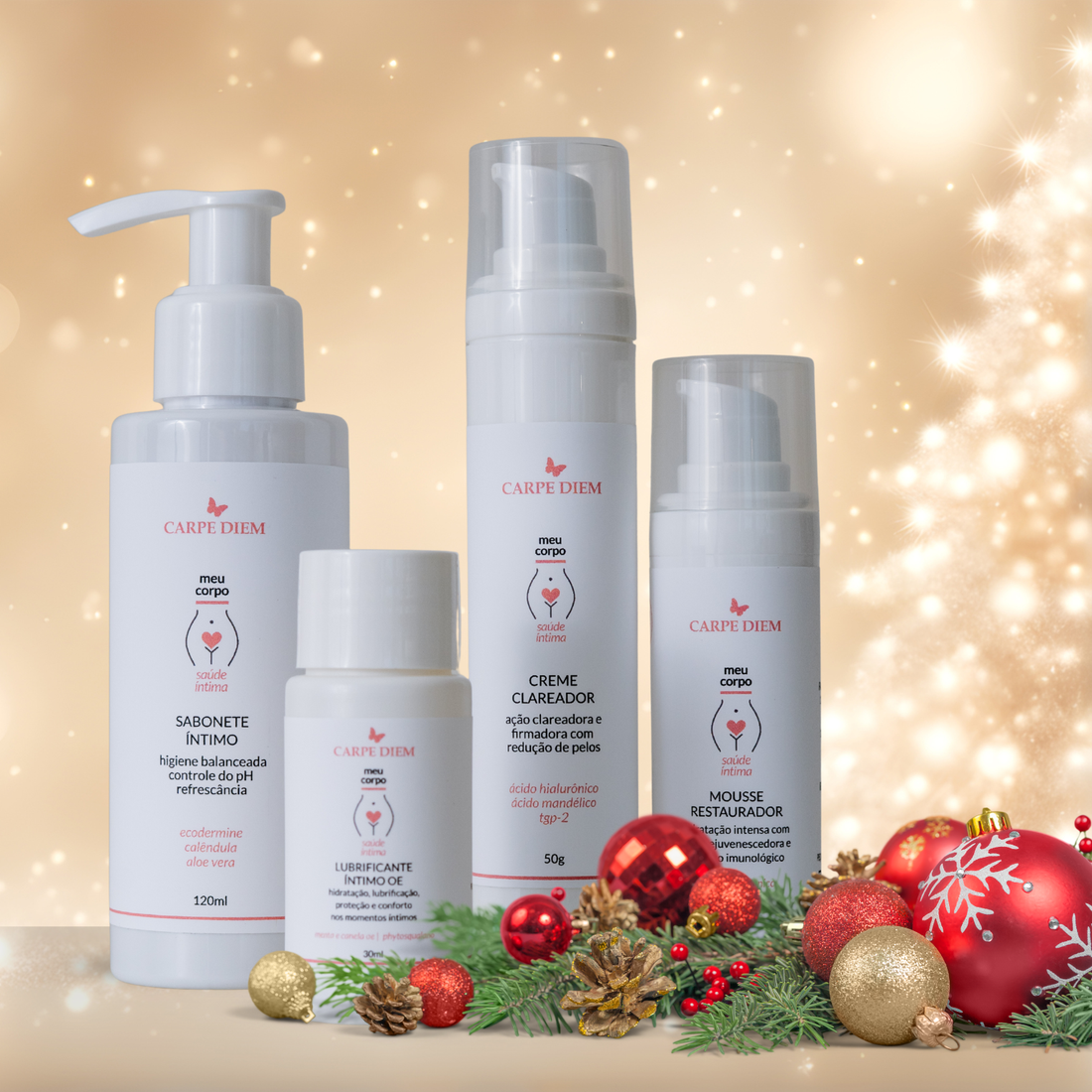 KIT Saúde Íntima - Sabonete, Lubrificante, Creme Clareador e Mousse Restaurador