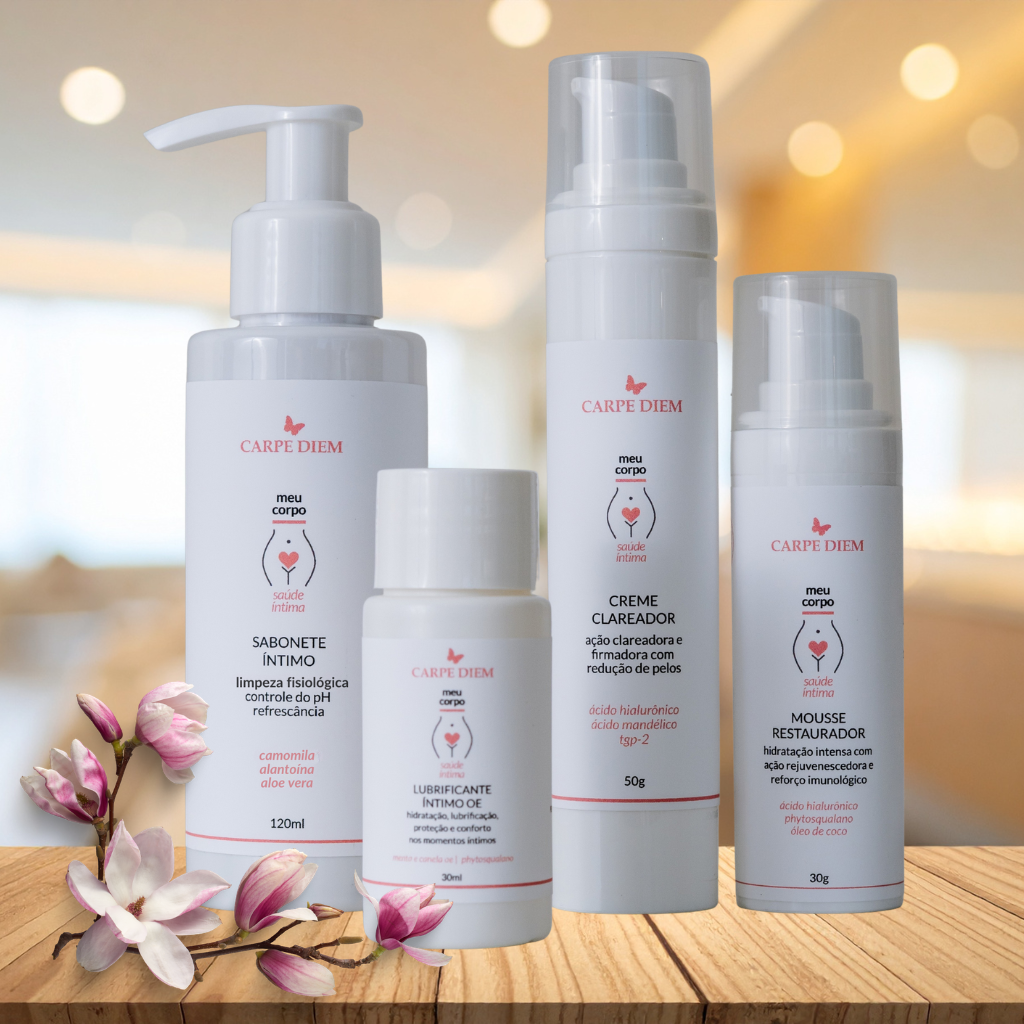 KIT Saúde Íntima - Sabonete, Lubrificante, Creme Clareador e Mousse Restaurador