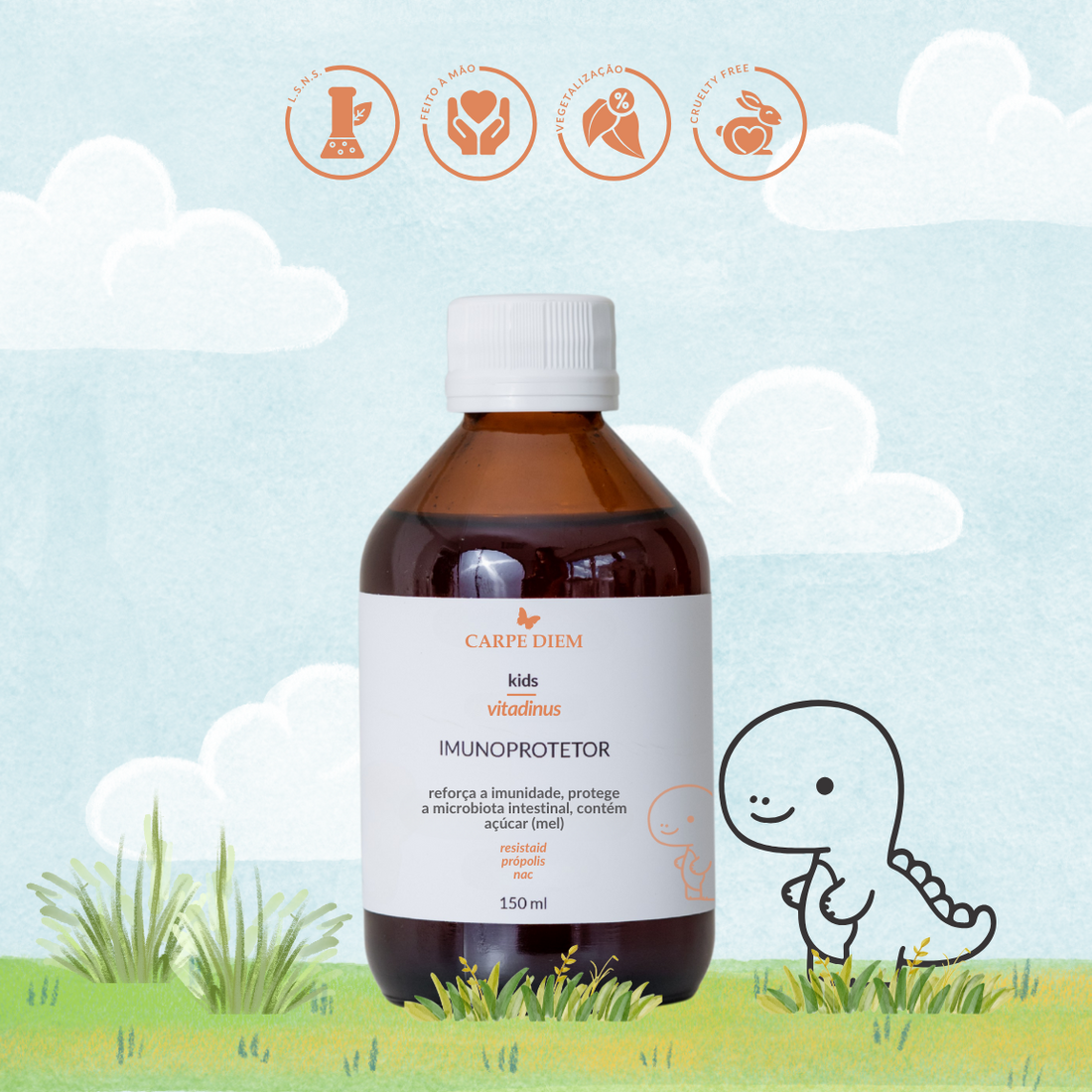 VITADINUS IMUNOPROTETOR 150ml - NAC, Própolis e Resistaid - Reforço imunológico e ação antibacteriana