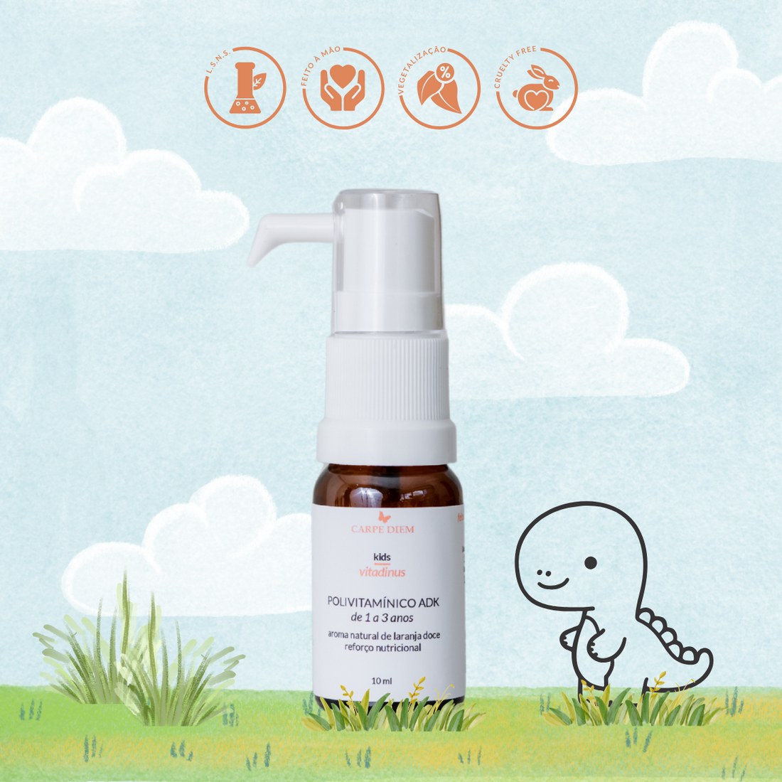 VITADINUS POLIVITAMÍNICO ADK 10ml - Crianças 1-3 anos - Vitaminas D, K2 e A
