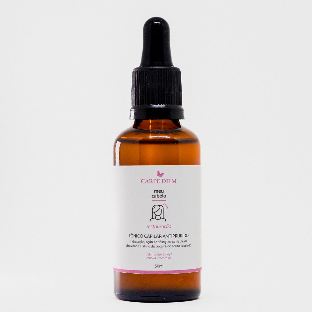 TÔNICO CAPILAR ANTIPRURIDO 50ml - Ectoin, Defenscalp e Elaya Renova - Controle da oleosidade, ação antifúngica e alívio da coceira